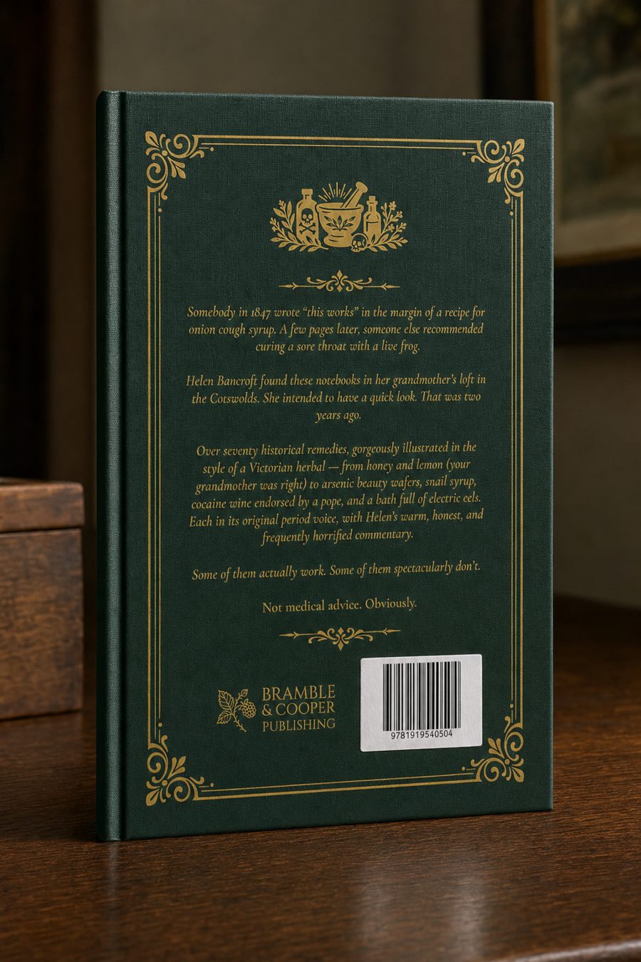 The gold-foiled back cover