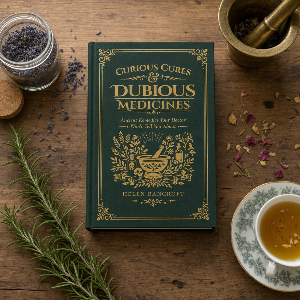 A Bramble & Cooper book on a wooden table with lavender, rosemary and a cup of tea
